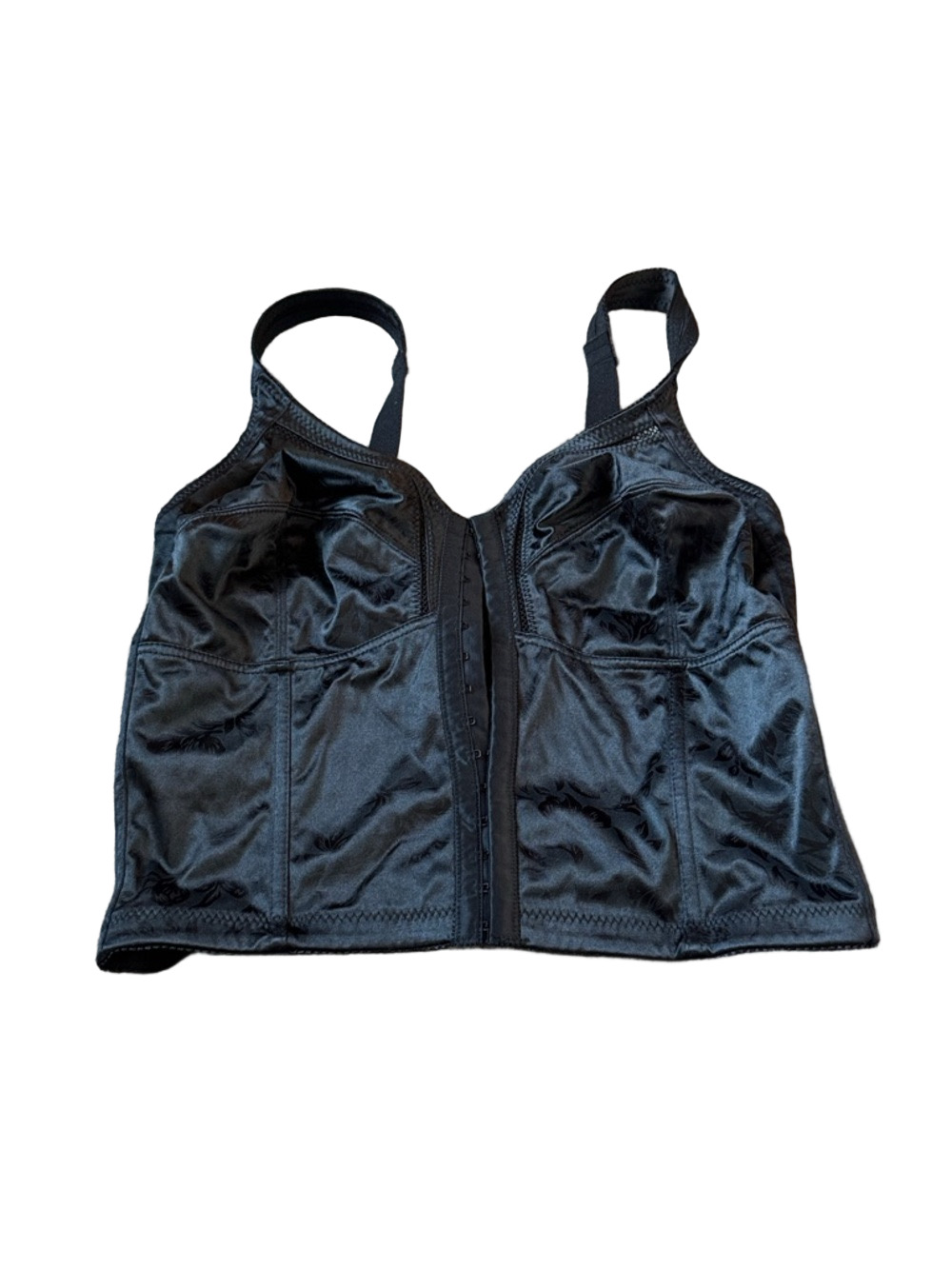 Diana Secret Black Satin Corset Bustier Shapewear Bra SIZE 40DD